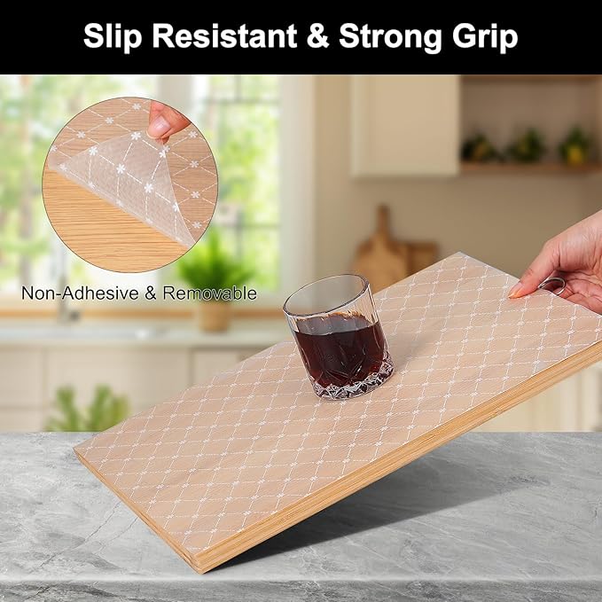 Cooyes Shelf Liner – Premium Non-Adhesive Cabinet & Drawer Liner for Kitchen – Waterproof Shelf Paper with Modern Pattern – Durable EVA Cabinet Mat – Easy to Cut （12" W x 240" L）