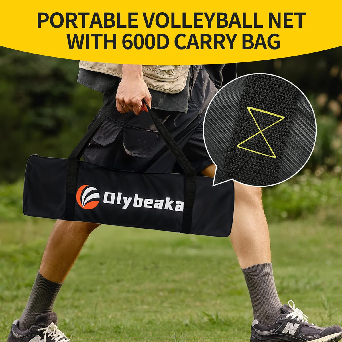 Portable Outdoor Volleyball Net Set for Backyard Beach with Adjustable Poles, Soft PU Volleyball & Pump, Carry Bag and Durable Anti-Sagging Net (Black and Green, 32ft)