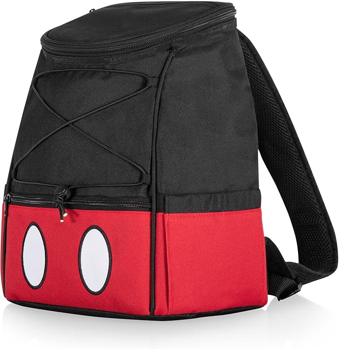 Picnic TIME Disney Mickey Mouse Backpack Cooler, Insulated Leakproof Soft Cooler Backpack, Waterproof Lunch Bag, Portable Hiking Backpack Ice Chest for Picnic, Beach, Camping & Travel (Black Red)