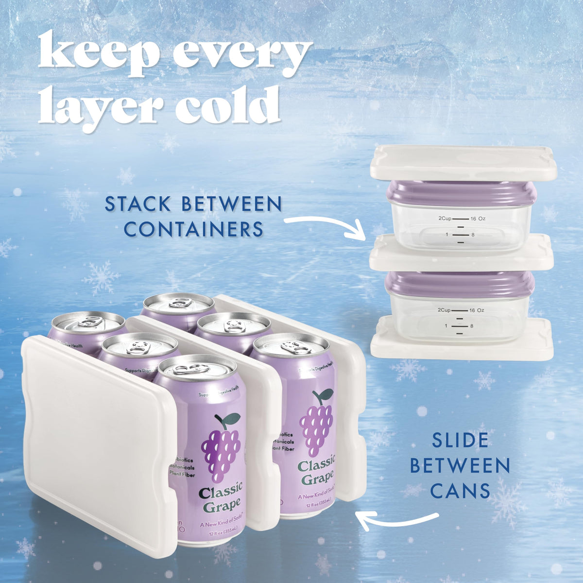 Cool Coolers by Fit & Fresh XL Slim Ice Packs, Quick Freeze Reusable Ice Packs for Lunch Boxes & Coolers, Long-Lasting, Space Saving Cooler Ice Packs, Ivory, 4Pk