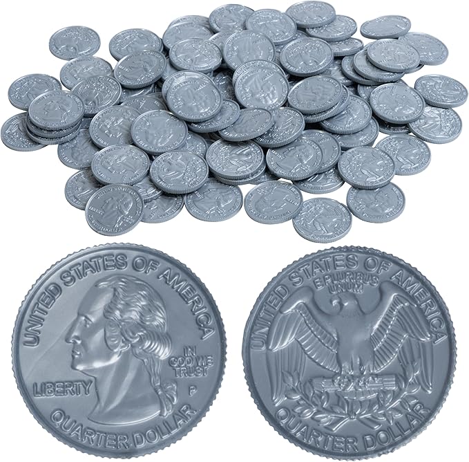 LEARNING ADVANTAGE - 7524 Learning Advantage, Play Quarters Plastic Coins - Set of 100