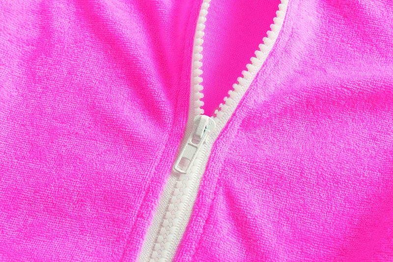LUCKYGAL Girls Swimsuit Cover Up Zip-Up Swim Coverup Rose Red Terry Beach Bathing Suit, Size 8 9
