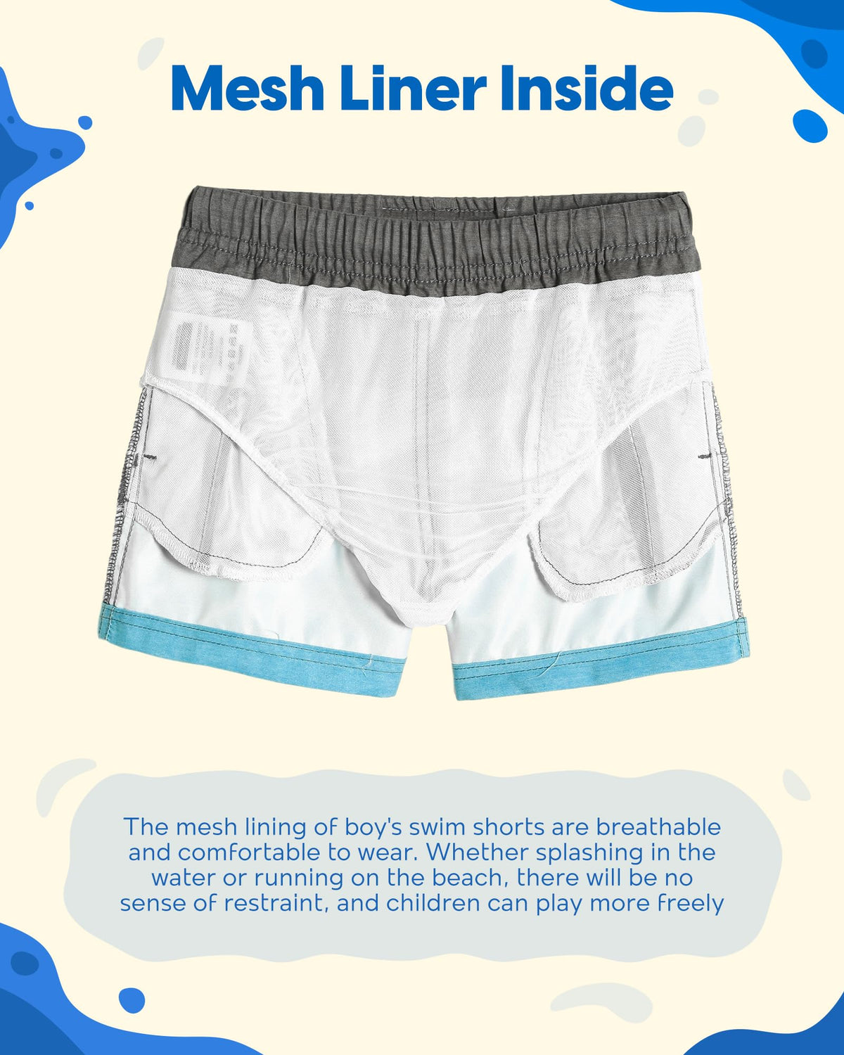 maamgic Boys Swim Trunks Toddler Swim Shorts Little Boys Bathing Suit Swimsuit Toddler Boy Swimwear,Stripe Grayblue,8 T