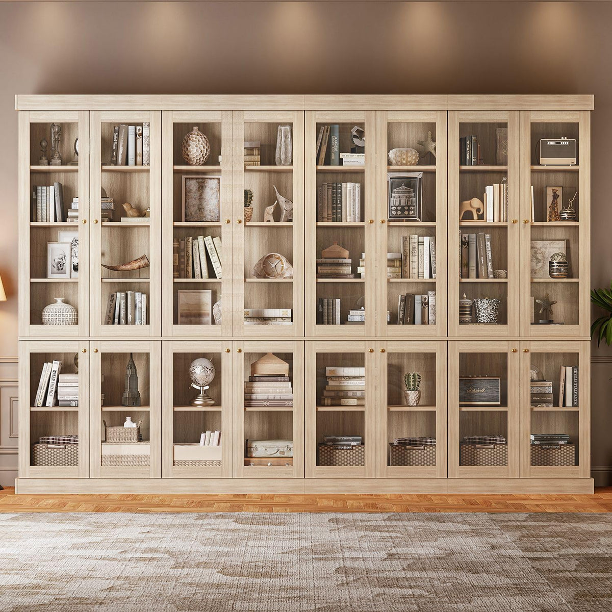 ivaniti 70.8" Tall Farmhouse Kitchen Pantry Cabinet, Modular Storage Cabinet with 6-Tier Adjustable Shelves, White, Wooden Hutch for Living Room, Kitchen, Set of 4