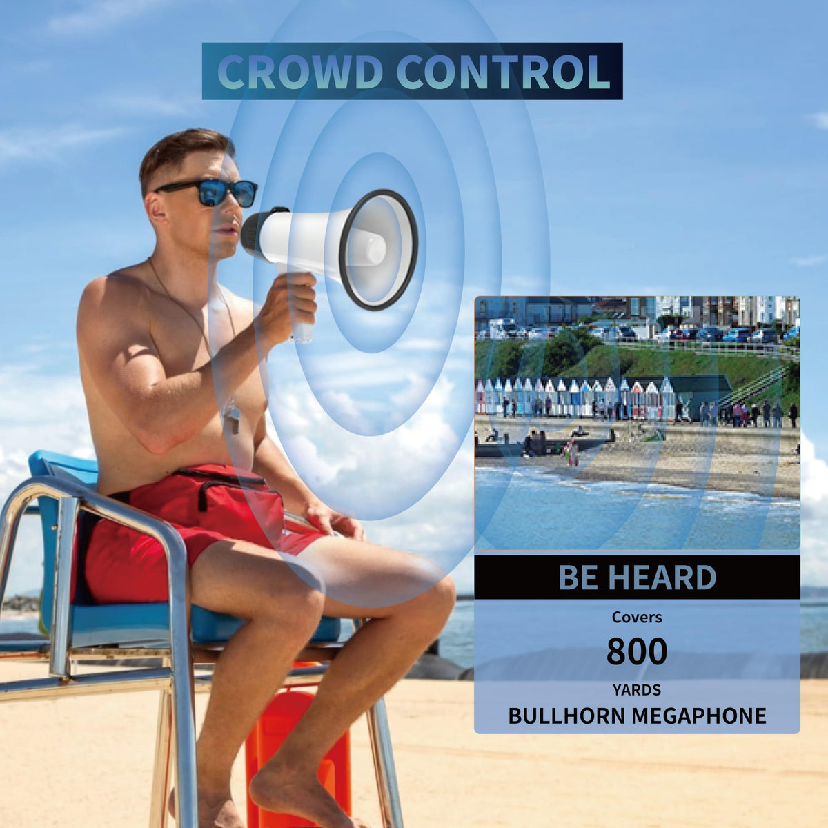 Flydot Megaphone with Speaker Microphone Siren and 240-Second Recording Bulhorn Includes Volume Control for Outdoor Events and Crowd Management White