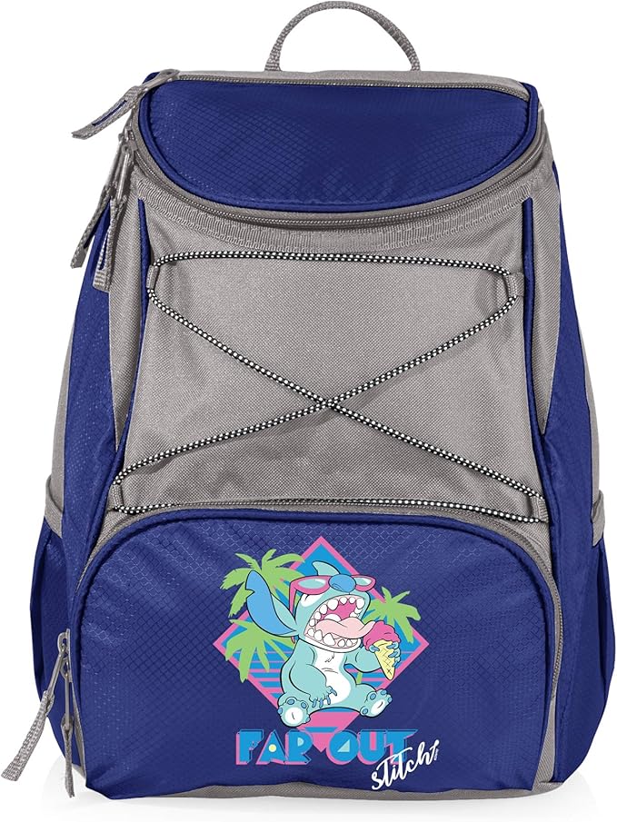Picnic TIME Disney Lilo & Stitch Backpack Cooler, Insulated Leakproof Soft Cooler Backpack, Waterproof Lunch Bag, Portable Hiking Backpack Ice Chest for Picnic, Beach, Camping & Travel (Navy Gray)