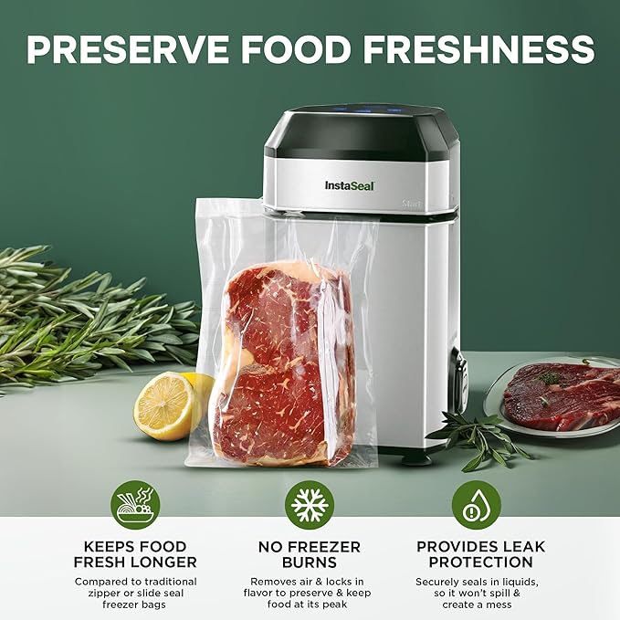 InstaSeal Upright Vacuum Sealer for Food with 12 Bags