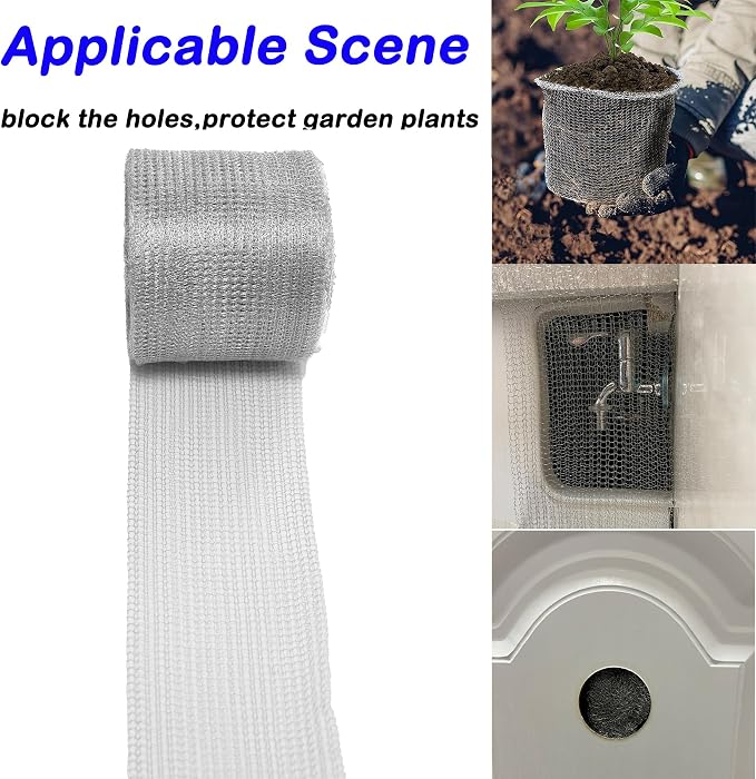 Wire Mesh Hole Fill Fabric 5 in X 103Ft, Weep Holes Filler and Covers, Upgraded
