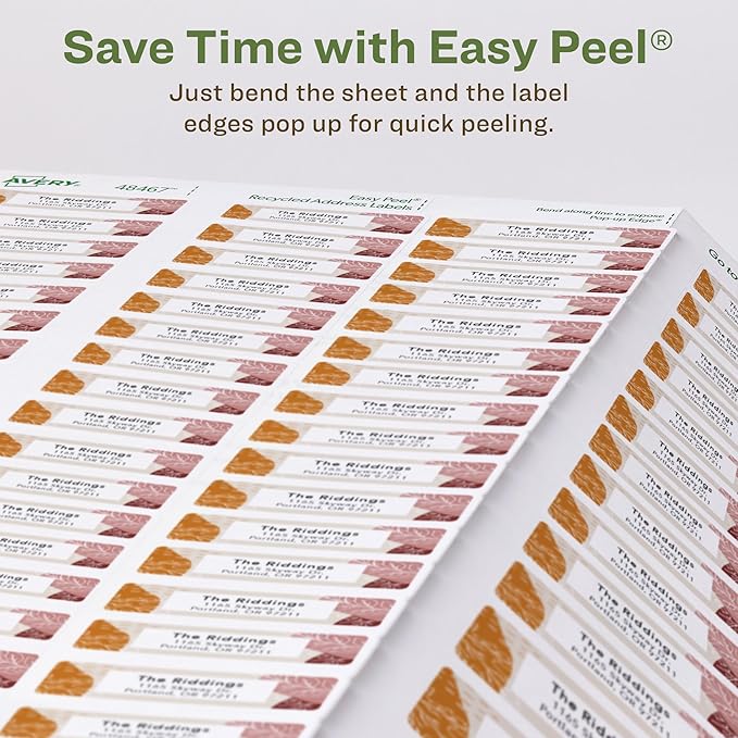 Avery EcoFriendly Recycled Return Address Labels, 1/2" x 1-3/4", White, Permanent Label Adhesive, 8,000 Printable Labels (48467)