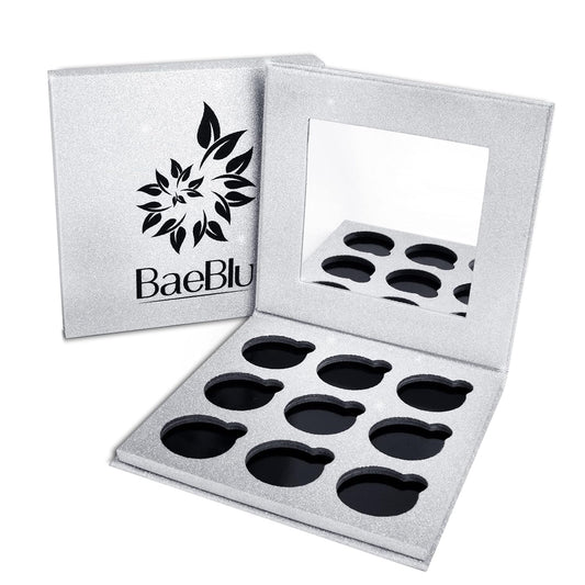 Glitter Mirror Empty Magnetic Reusable Eyeshadow Makeup Palette Case with Cover