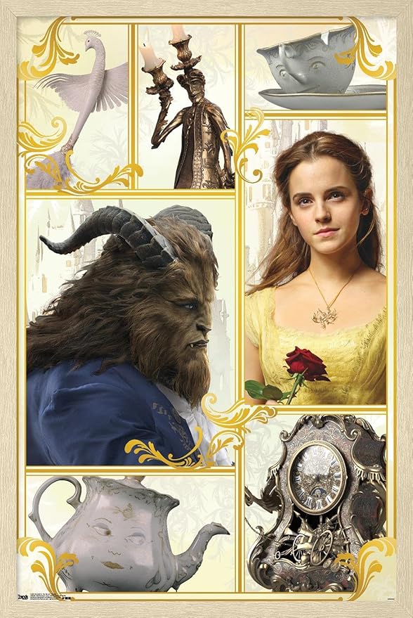 Trends International Disney Beauty And The Beast - Group Wall Poster, 22.4L x 14.7W, Blonde Framed Version