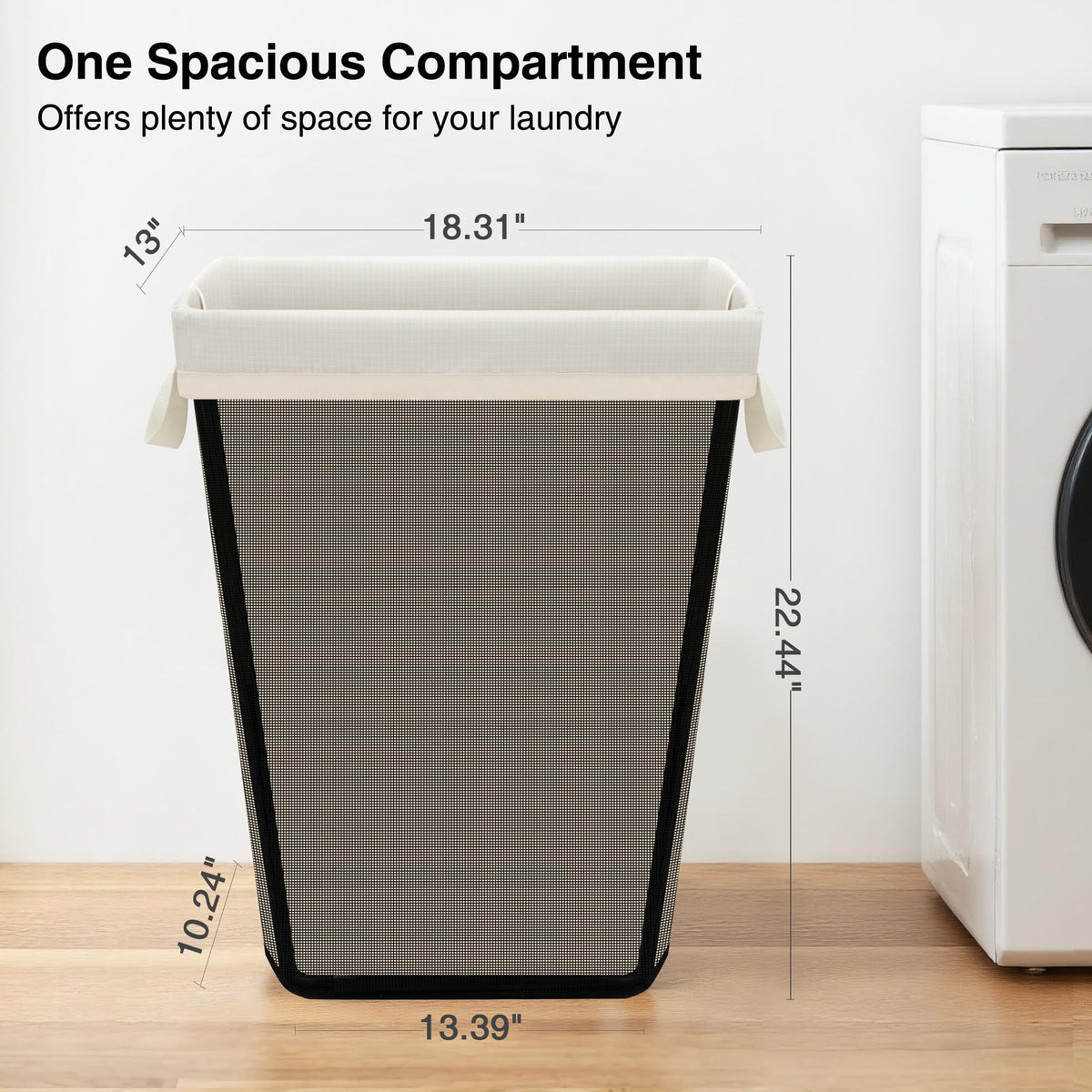 STO STO 75L Laundry Hamper, Space Saving Freestanding Clothes Basket with Iron Frame, Dirty Clothes Storage Bin with Removable Washable Liner for Bedroom, Bathroom, Dorm, Closet, Apartment, Beige