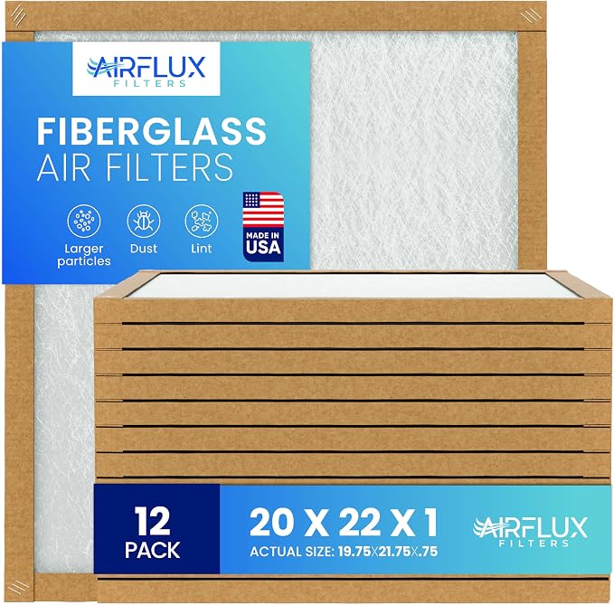 Fiberglass Air Filter -20x22x1Air Filter 12 Pack