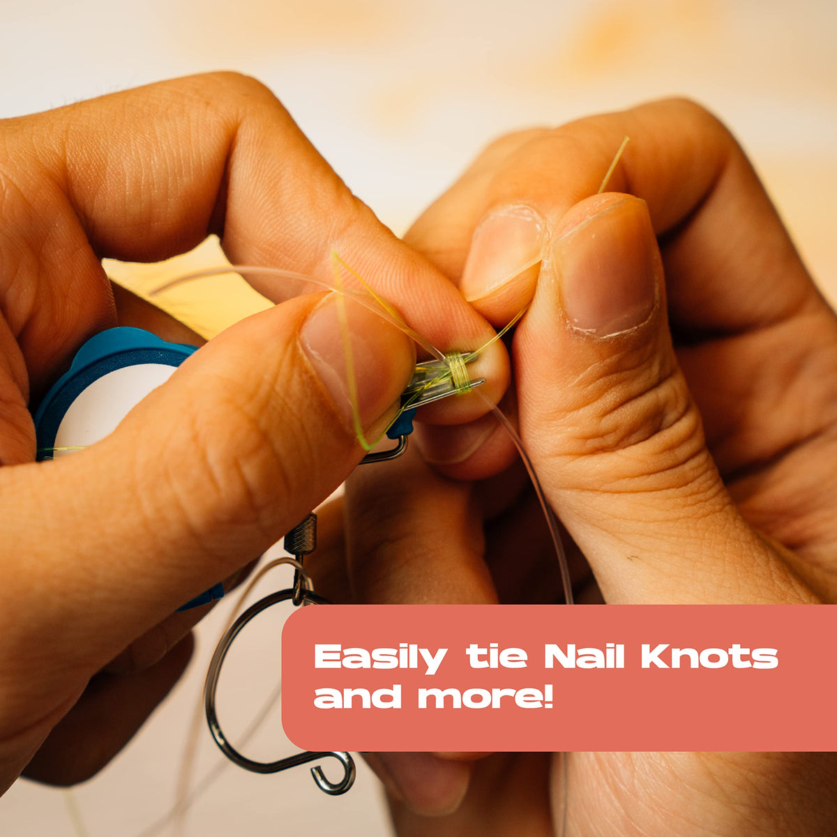 HOOK-EZE New All in One Nail Knot Tying Tool | Pack of 2 | Protect from Fish Hooks | Tie Fishing Knots Easily | Cool Gadgets | Ice & Fly Fishing Gifts & Accessories for Beginner Anglers - Turquoise
