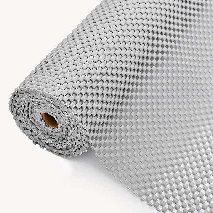 Drawer and Shelf Liner for Kitchen Cabinet: 23.6 in X 20 Ft Non Slip Waterproof Shelf Paper Non Adhesive Refrigerator Liners Light Gray Easy Liners for Bathroom