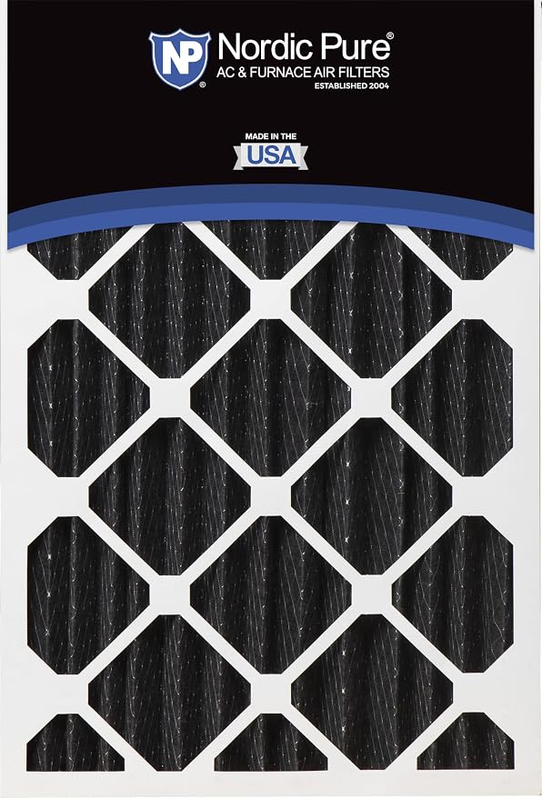 Nordic Pure 16x20x4 Pure Carbon Pleated Odor Reduction Merv 8 Furnace Filter 1
