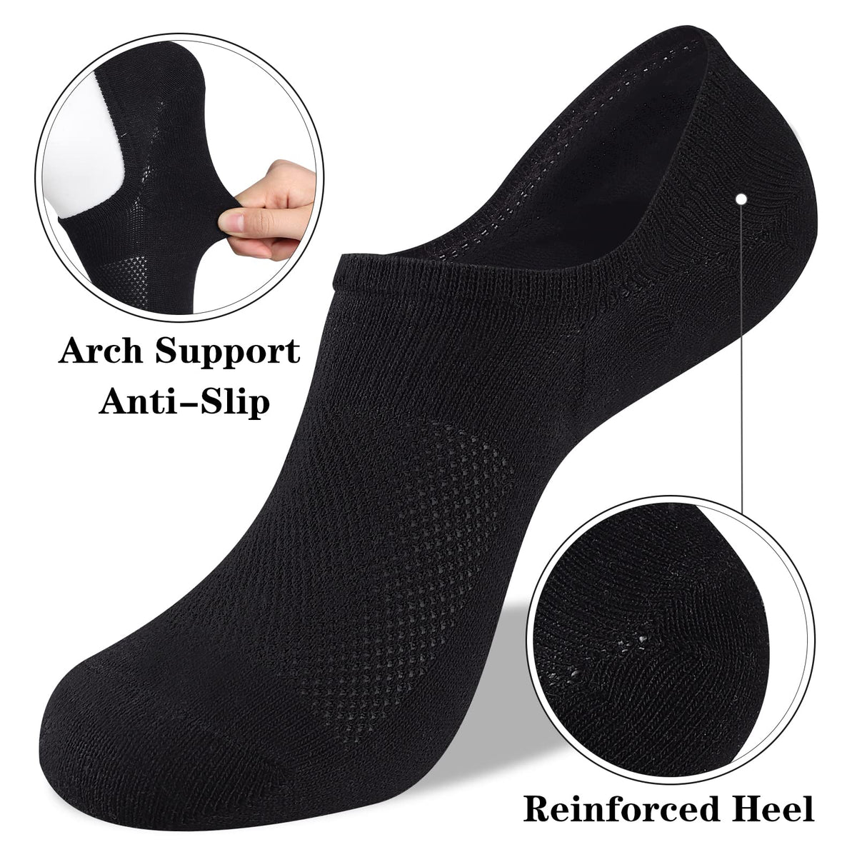 Heatuff No Show Socks Womens Cotton Low Cut Non Slip Casual Socks Invisible Flat Boat Liner Socks (6/9 Pairs)