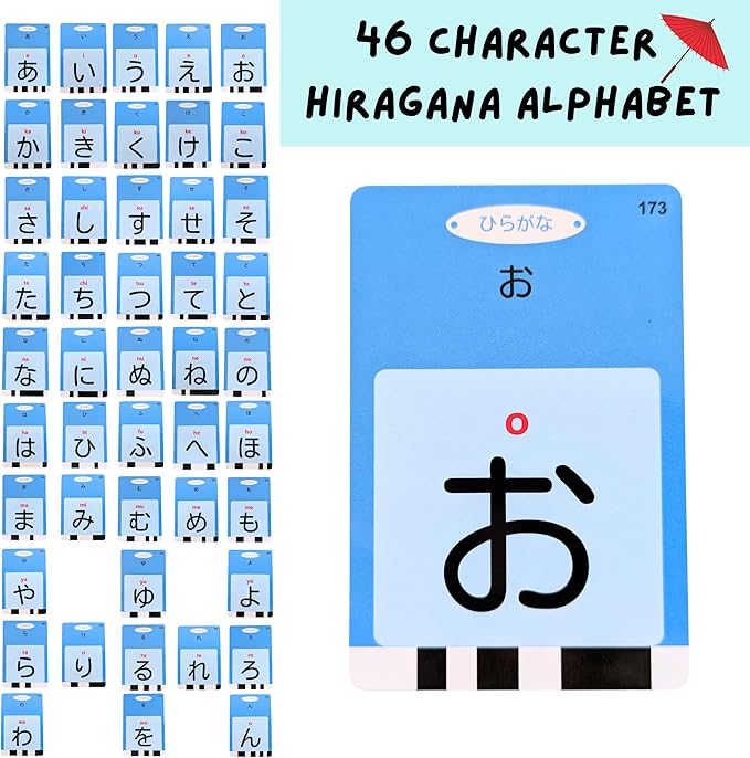 Japanese Talking Flashcards for Kids & Adults - Hiragana Alphabet, Animals, Numbers, Colors, Foods, Family, Nature & More - 112 Double-Sided Cards, Native Speaker - Tot Dojo