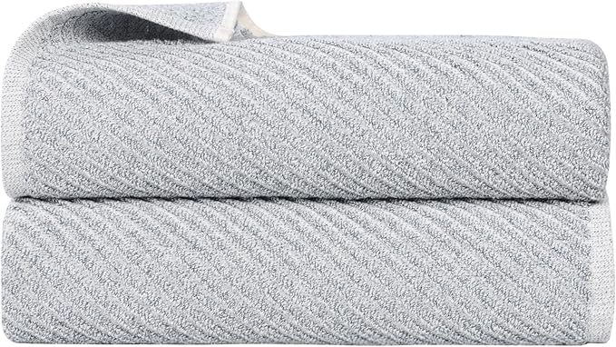 Superior Amelia Viscose Cotton Blend Medium Weight Bath Sheets, for Bathroom, Shower, Spa, Plush, Quick Dry, Ultra-Soft Towels, Essentials, Ribbed Design, Oversized Towels, Set of 2, Denim Blue