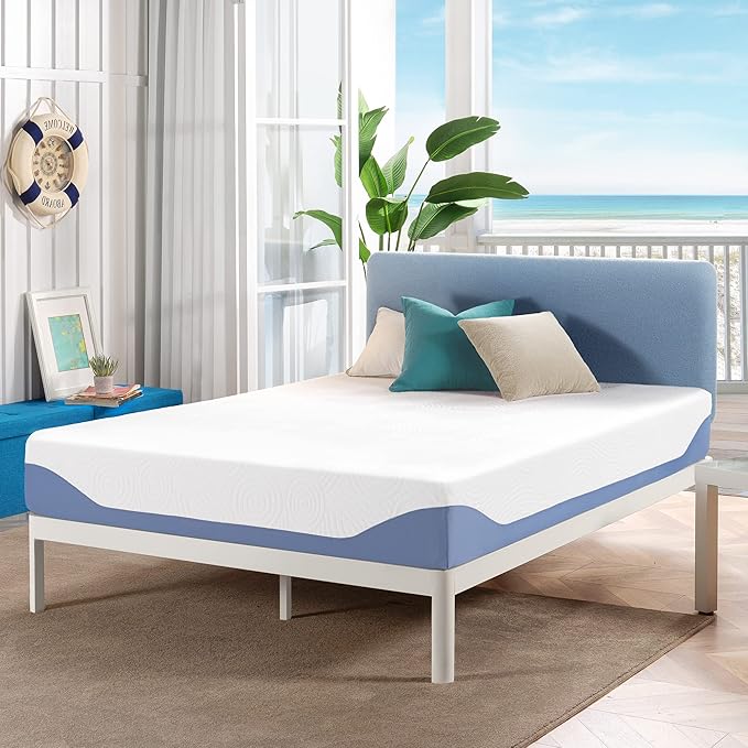 Mellow 10 Inch Cooling Gel-Infused Memory Foam Bed Mattress, Medium Firm Sleep and Breathable Fabric Cover, Full , Mattress In A Box