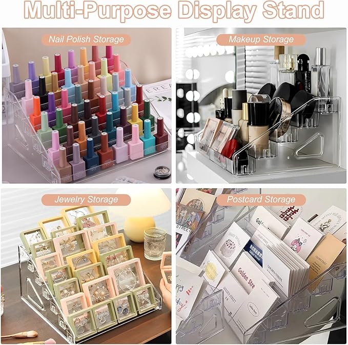 Nail Polish Organizer Clear Acrylic Eyeglasses Display Holder Essential Oil Storage Rack Makeup Stand Tray - 6 Layer