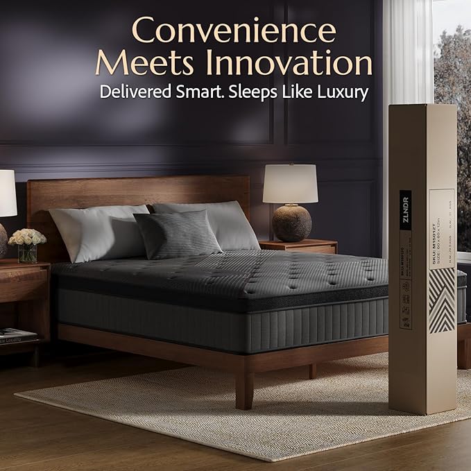 Aura King Size Mattress - 12 Inch Hybrid Mattress Colchones King in a Box - Medium Firm Cooling Gel Memory Foam & Pocket Coils for Pressure Relief - Motion Isolation - Fiberglass-Free - Black