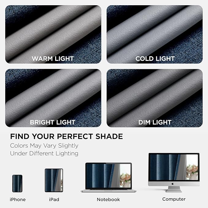 Joydeco Blackout Curtains 95 Inches Long 2 Panels Burg, Room Darkening Curtains for Bedroom, 100% Black Out Textured Thermal Drapes Privacy Protection 2 Panels Set(W52 x L95 Inch, Navy Blue)