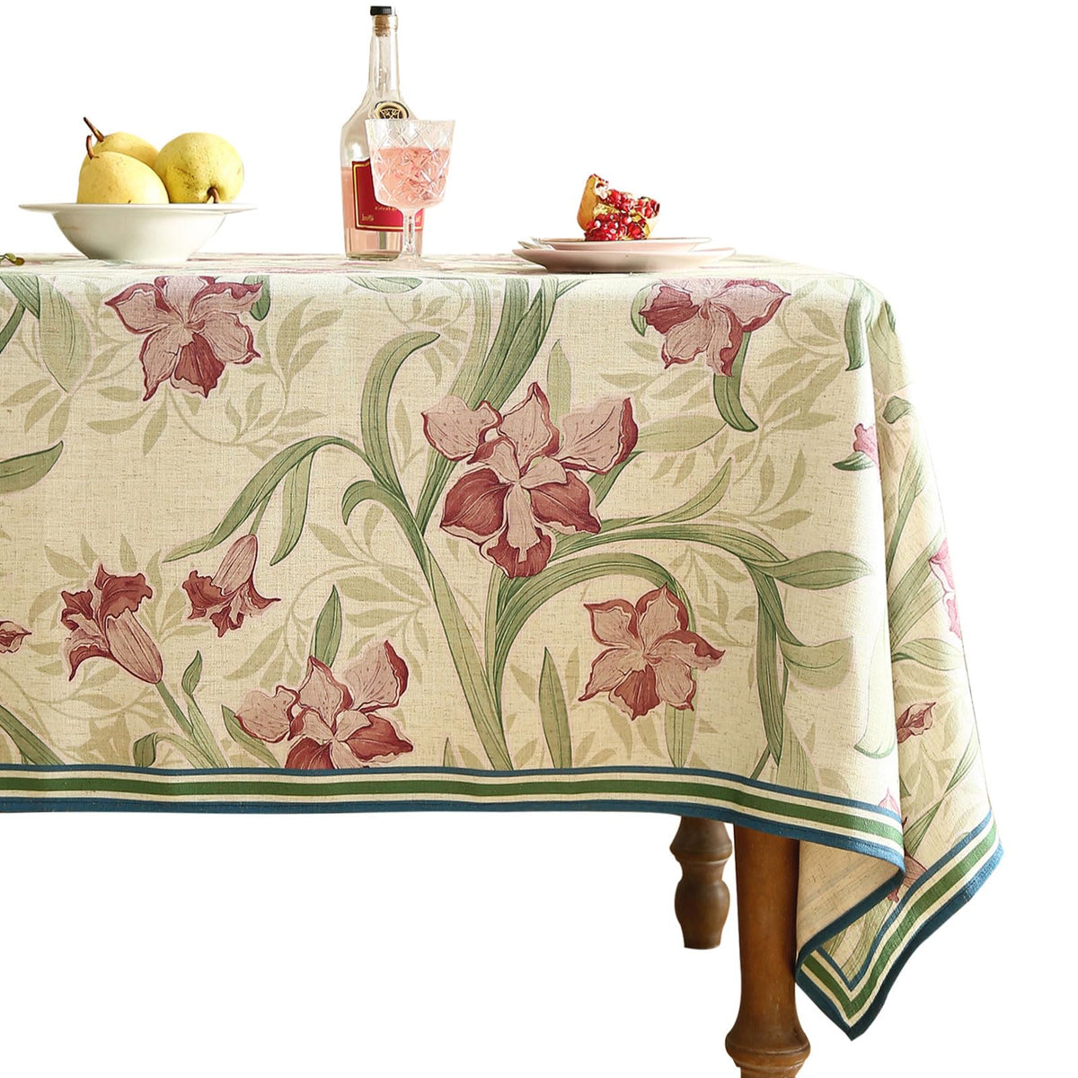 patdrea Vintage French Linen Tablecloth,Rectangular,110"x63"-Botticelli