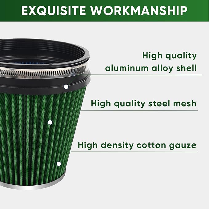 6" 152mm Cold Air Intake Filter Clamp-On Replacement High Flow Inlet Air Filter