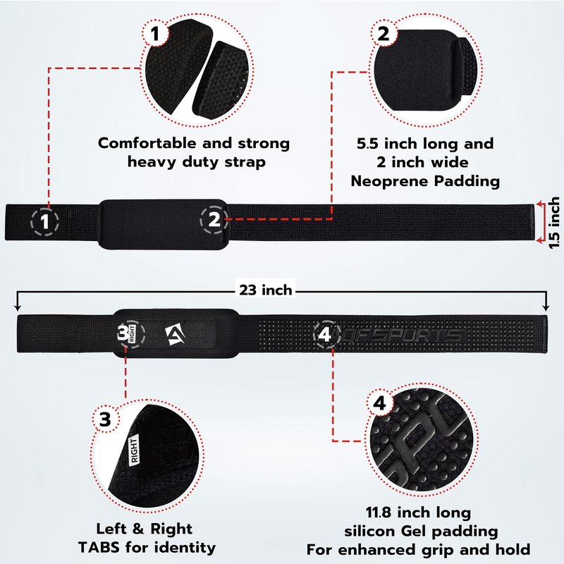 AQF Lifting Wrist Straps for Weightlifting, Powerlifting & Deadlifts – 23” Neoprene Padded Cotton Straps for Strength Training & Gym Workouts - Maximum Grip Support for Men & Women