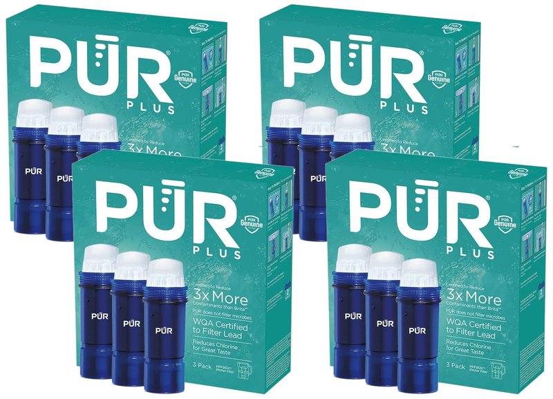 PUR Plus Water Filter Replacement for Pitchers & Dispensers, 6-Month Supply, Blue (PPF951K3), 3 Count (Pack of 4)
