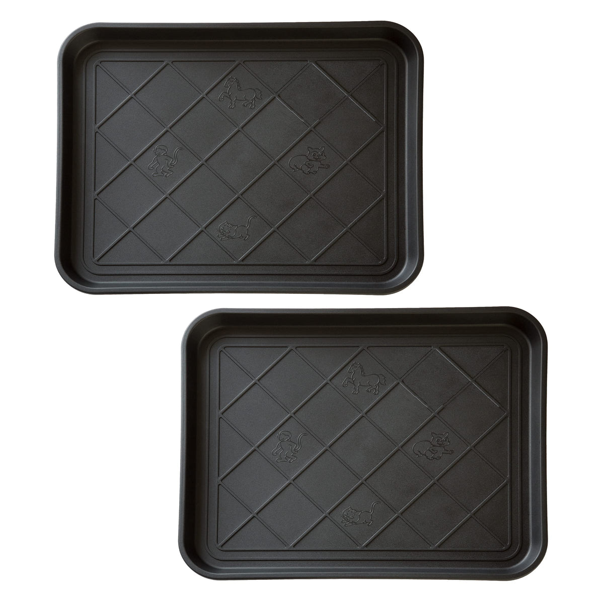 All-Weather Boot Tray - Water-Resistant Plastic Mud Pan, Pet Food Tray, and Outdoor or Indoor Shoe Mat for Entryway by Stalwart (Black)