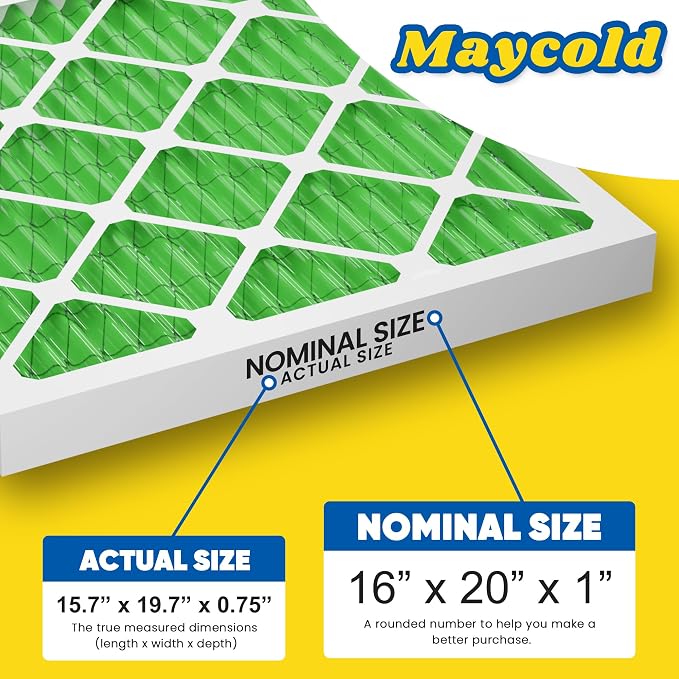 Maycold MERV 13 16x20x1 Air Filter, High-Efficiency Pleated AC & Furnace Filters