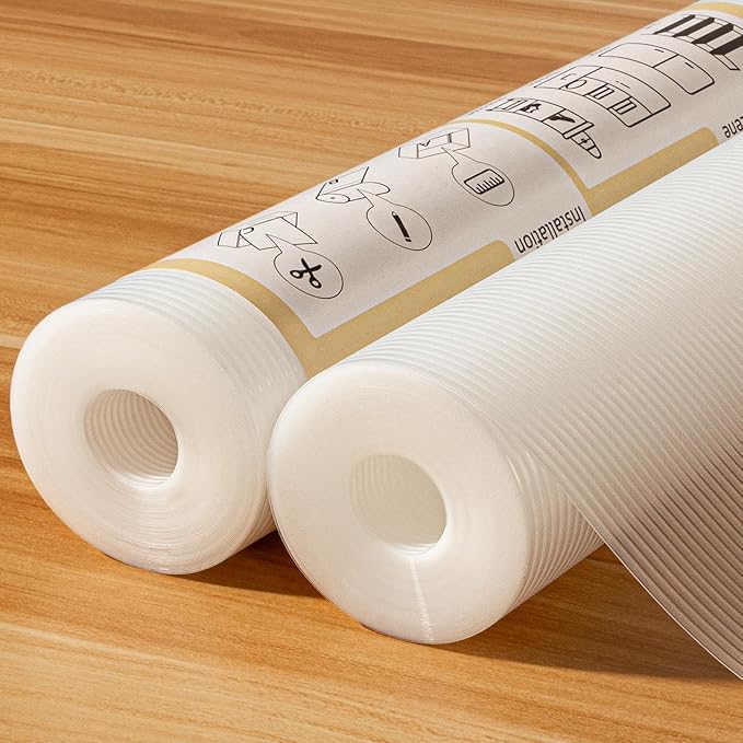 FEXIA Shelf Liners for Kitchen Cabinets Non-Slip Drawer Liner 14 Inches x 20 FT Waterproof & Oil-Proof Non Adhesive Durable Material Fridge Liner for Shelves (2 Rolls)