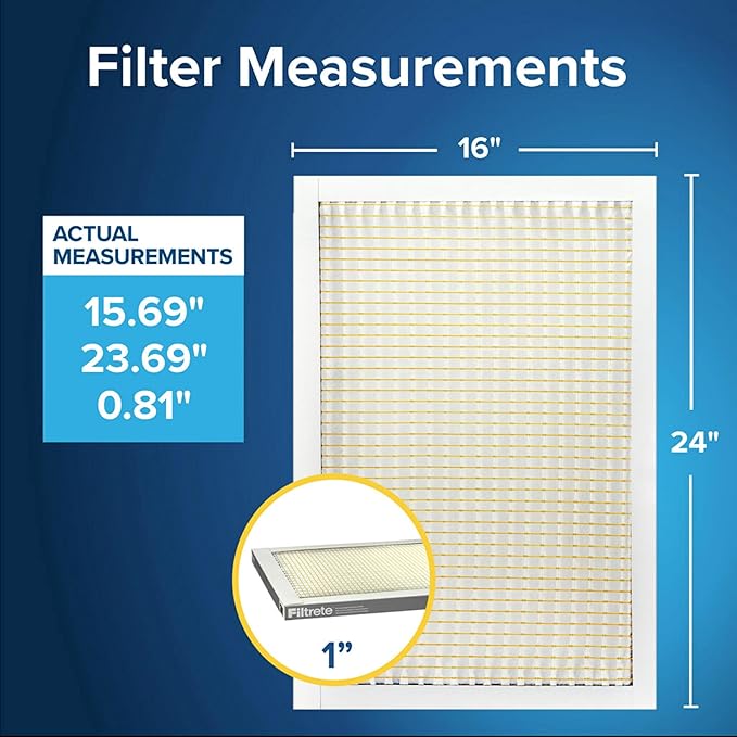 Filtrete 16x24x1 Air Filter, MPR 300, MERV 5, Clean Living Basic Dust 3-Month