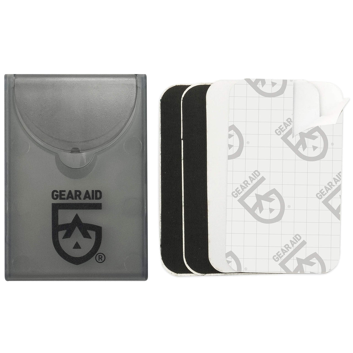 GEAR AID Tenacious Tape Mini Patches with Compact Pocket Case to Repair Holes and Tears in Micro Down Jackets, Vests, Tents, Rain Gear, and Outdoor Gear, 6 Patches (3 Clear, 3 Black)