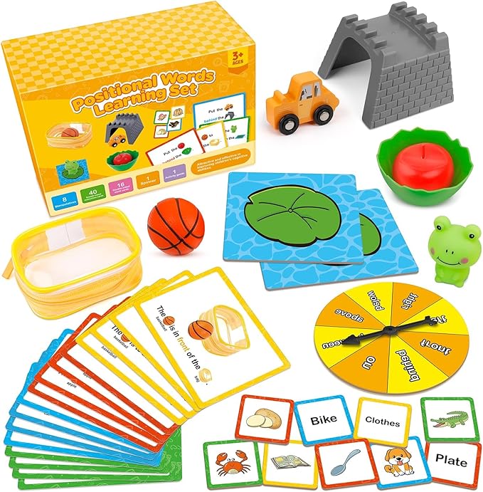 Positional Word Learning Set, Toddler Board Games, Manipulatives Match Games, Educational Games for Kids Ages 4+, STEM Learning Activities, Fine Motor Skills, Speech Therapy Toys