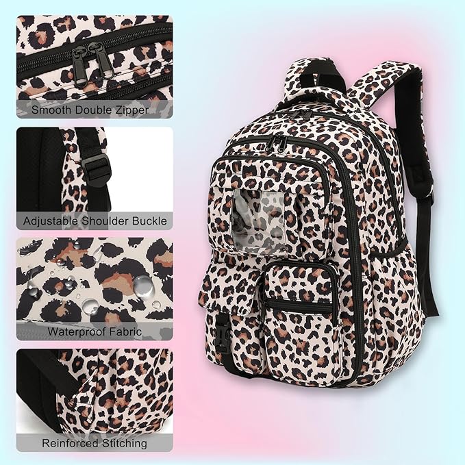 School Backpack for Girls 3Pcs Set Elementary Middle School Book Bags with Lunch Box Pencil Case