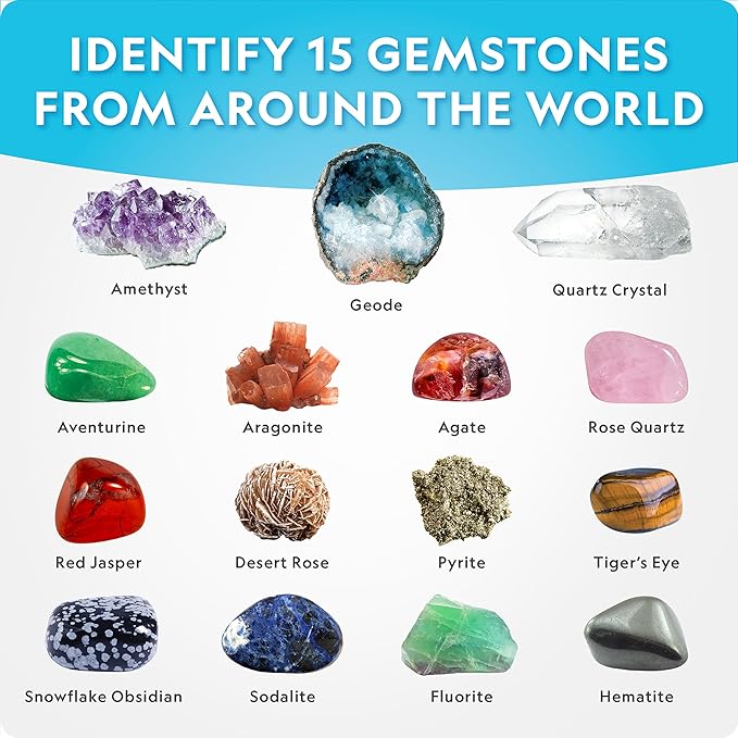 NATIONAL GEOGRAPHIC Mega Gemstone Dig Kit – Dig Up 15 Real Gemstones and Crystals, Science Kit for Kids, Gem Digging Kit, Gift for Girls and Boys, Mining Kit, Rock Collection