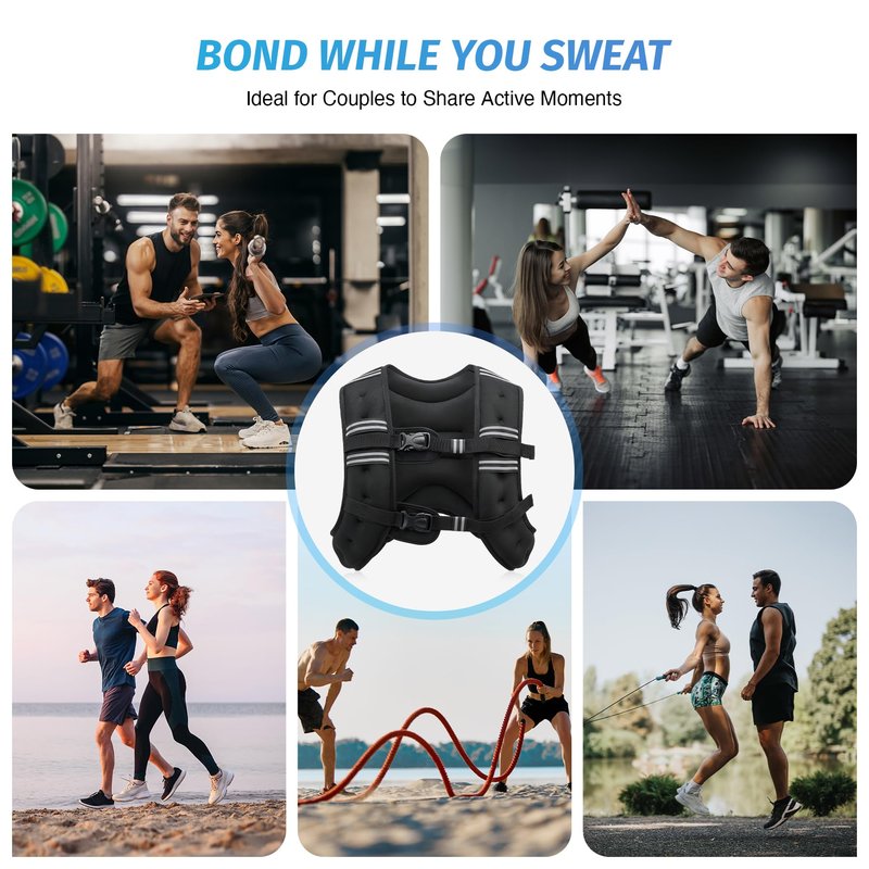 ZELUS Weighted Vest, 6lb/8lb/12lb/16lb/20lb/25lb/30lb Weight Vest with Reflective Stripe for Workout, Strength Training, Running, Fitness, Muscle Building, Weight Loss, Weightlifting, Black(25 lb)