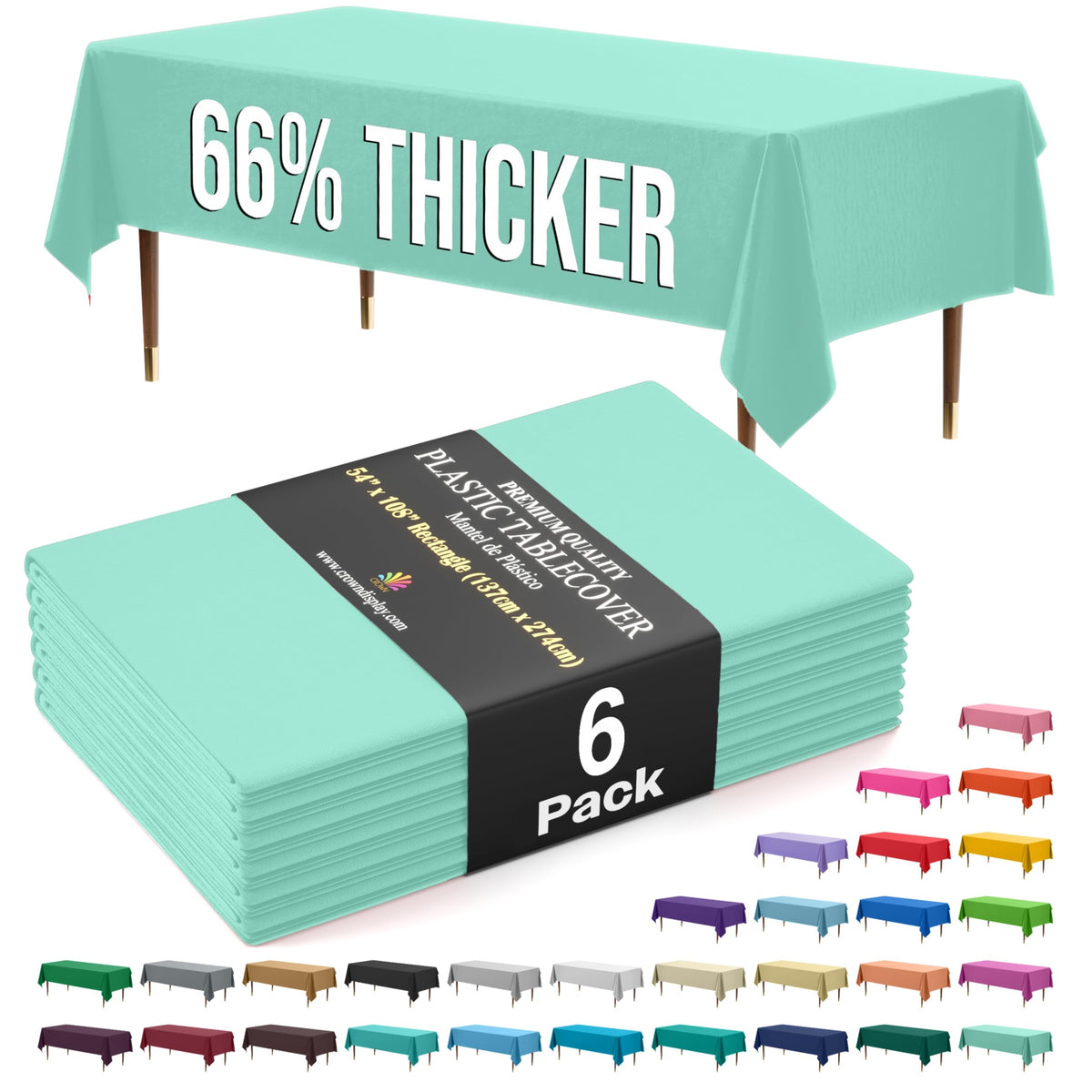 Exquisite Party Solids 66% Thicker Premium Plastic Table Cloth Rectangle Table Cover 0.5 Mil 12 Pack Red Table Cloth 54 Inch x 108 Inch Disposable Tablecloth Won't Tear Easily Like Cheap Thin Brands