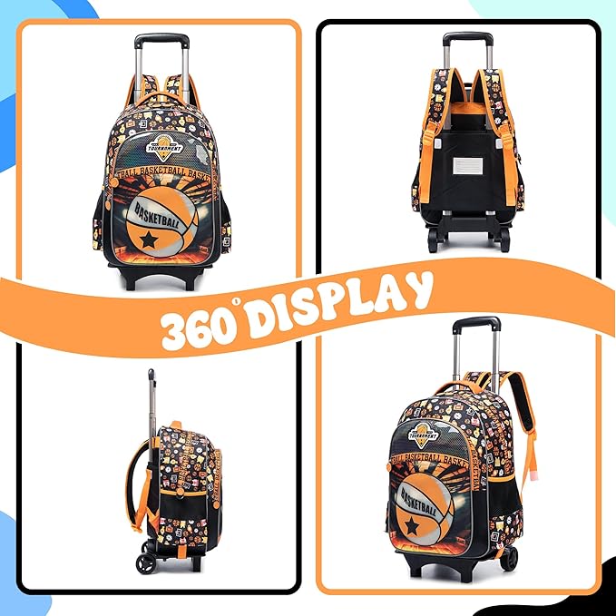 Kids Rolling Backpack for Boys Backpack with Wheels for School Backpacks for Boys Kids Bookbag for Primary Middle School with Lunch Box Set