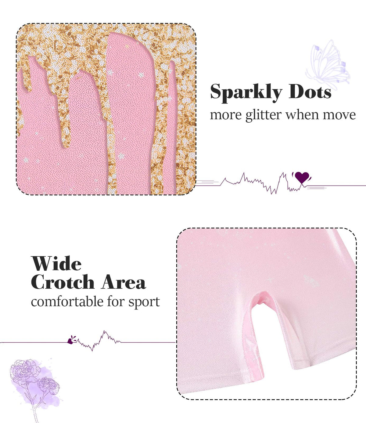 Vogseek Sparkly Gymnastics Leotards for Girls 4 5Y Pink Golden Activewear