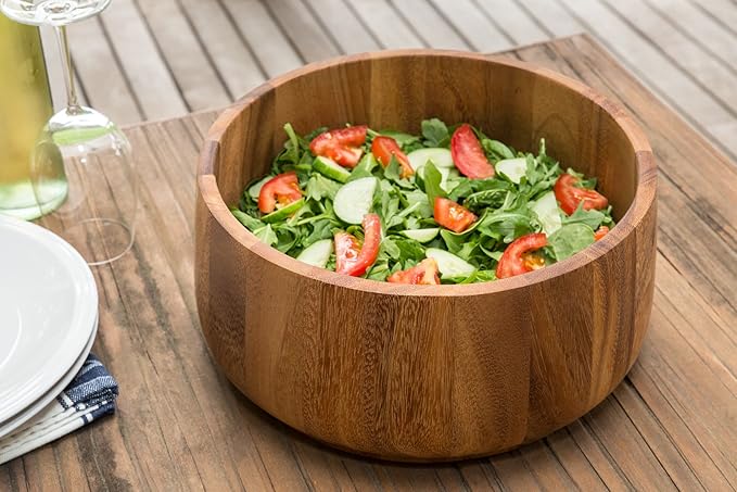 Ironwood Gourmet Acacia Wood Tulip Fuit and Salad Bowl
