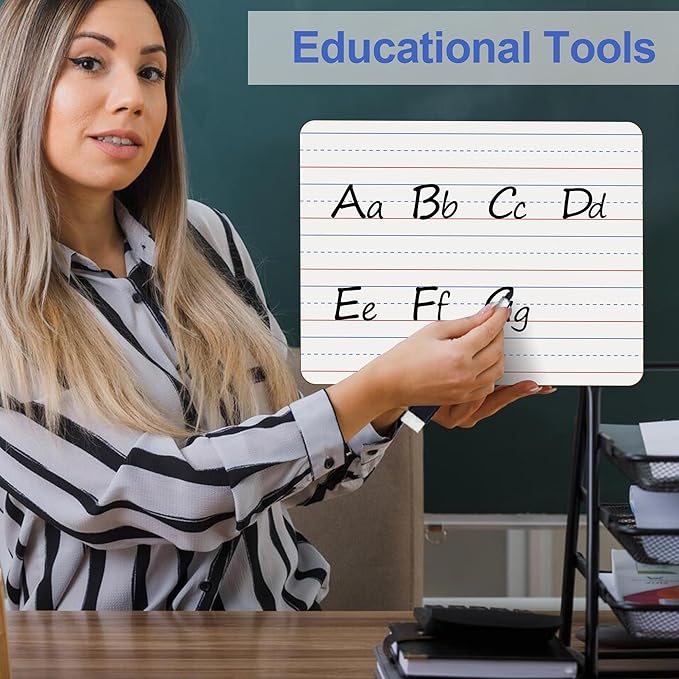 Dry Erase Boards 25 Pack, Double Sided Small Whiteboards with Lines for Kids, Students, Teacher & Classroom Pack, 9"x12" Mini Individual White Boards Lined for Writing Math English Practice