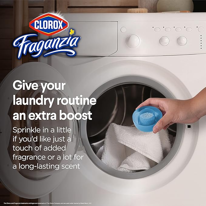 Clorox Fraganzia Laundry Scent Booster Crystals, In-Wash Fragrance Beads for Fresh-Smelling Clothes & Linens, Safe for All Fabrics & Colors, Easy-Pour Bottle, Morning Sky Scent, 70 Oz - 6 Pack