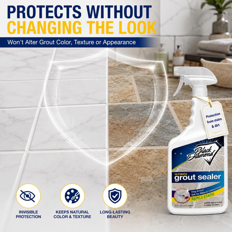ULTIMATE GROUT SEALER – Professional Strength Tile, Stone & Grout Protection for Showers, Floors & Backsplashes | Easy-Clean, Stain & Moisture Repellent – Low Odor Contractor Grade (Quart)
