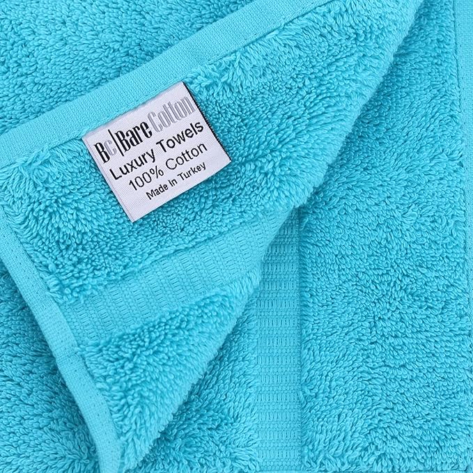 Luxury Hotel & Spa Collection Highly Absorbent, Quick Dry 100% Turkish Cotton 700 GSM, Eco Friendly Towel, for Bathroom Dobby Border Soft Bath Towel Set 27 X 54 -Aqua Blue, Bath Towels - Set of 4