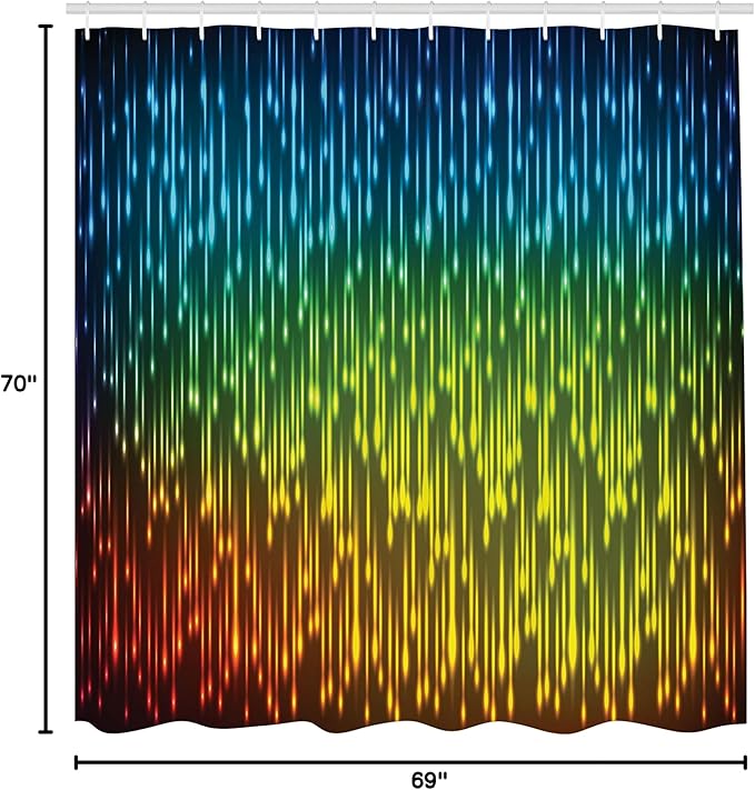 Ambesonne Colorful Shower Curtain, Galaxy Universe Outer Space Inspired Technical Neon Rain Modern Abstract Art Print, Cloth Fabric Bathroom Decor Set with Hooks, 69" W x 70" L, Lime Green Sky Blue