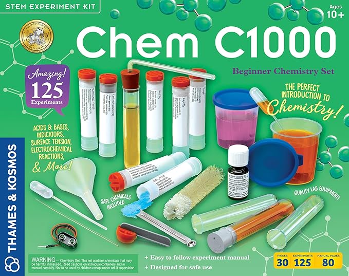 Thames & Kosmos Chem C1000 Chemistry Set | Science Kit with 125 Experiments | 80 Page Lab Manual | Student Laboratory Quality Instruments & Chemicals | Parents’ Choice Gold Award Winner